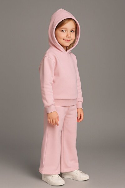 Ramior Κοριτσίστικο ροζ με κουκούλα φούτερ & μπλουζάκι με φαρδύ πόδι