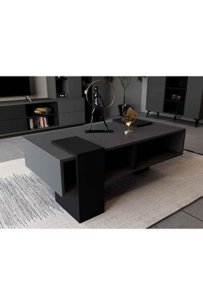 Stylish Home TV, Center and Console Table Set Gray and Black - Sh63
