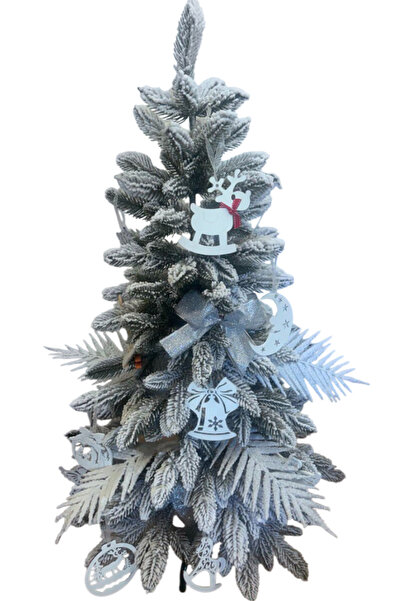 ChristmasExpress Brad Artificial Înzăpezit ARINA – 1M, cu Decorațiuni Incluse