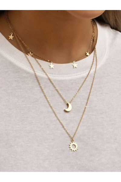 Inovius Colier Auriu Luna si Stele - 30773