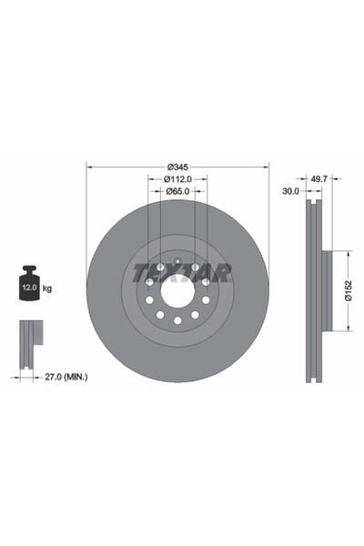 TEXTAR Спирачен диск Audi A3 Seat Leon