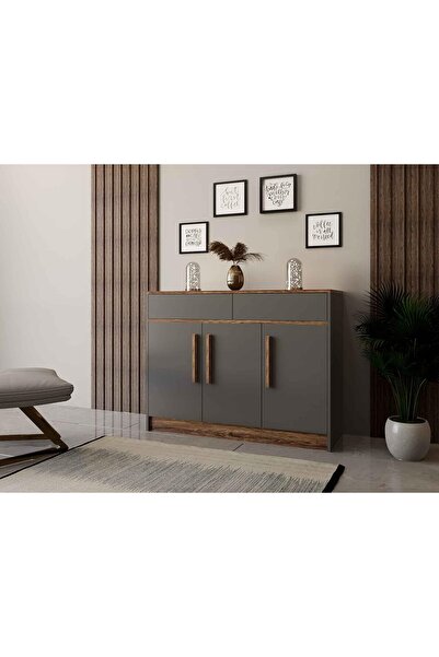 Stylish Home جزامة وخزانة احذية مودرن رمادي وبني - JZ01