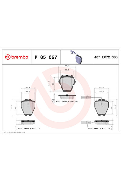 Brembo Set Placute Frana Frana Disc Audi A4 B5/A6 C5/Allroad C5 Vw Passat B5....