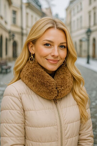 MARBERRY Guler pentru gât pentru femei din pluș de cămilă