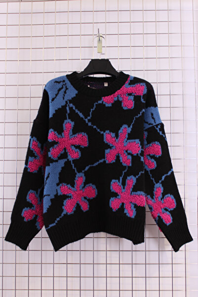 YXL COLLECTION Pulover de tricotat cu model floral modern și elegant, tricotat din Sizale, pentru femei