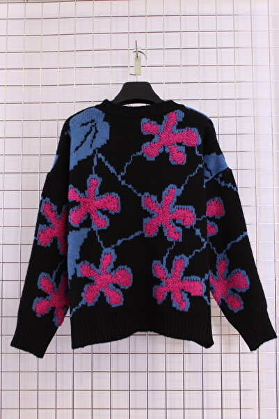 YXL COLLECTION Pulover de tricotat cu model floral modern și elegant, tricotat din Sizale, pentru femei