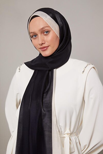 Levidor Siyah-Ekru Şerit Desen Kehribar Şal