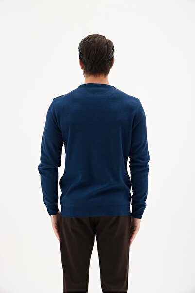 RAVANELLI Чоловічий велосипедний комір Вовняний светр Зимовий Стильний Теплий і м'який Трикотаж Індіго L