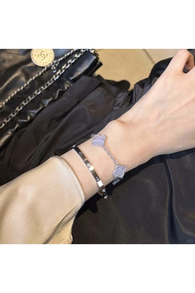 ElectraStore Set of 2 Love & Alhambra Bracelets Purple-Lilac - C4151