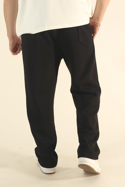 INFLUYENTE Men's Baggy Winter Fleece-Lined Puff Fabric Wide-Leg Sweatpants