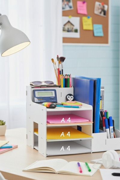 Simux Boxy A4 Document Rack Desktop Multi-Purpose Organizer, Desktop Pen Holder