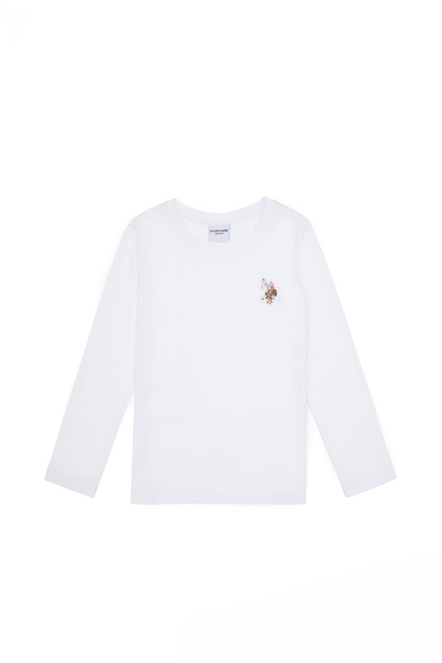 U.S. Polo Assn. Girl's White Crew Neck Basic Sweatshirt 50317915-Vr013