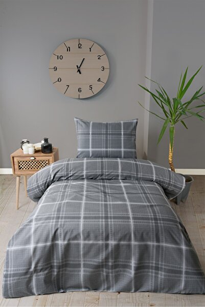 Sudemhome Sapphire Gray Ranforce Cotton Single Duvet Cover Set