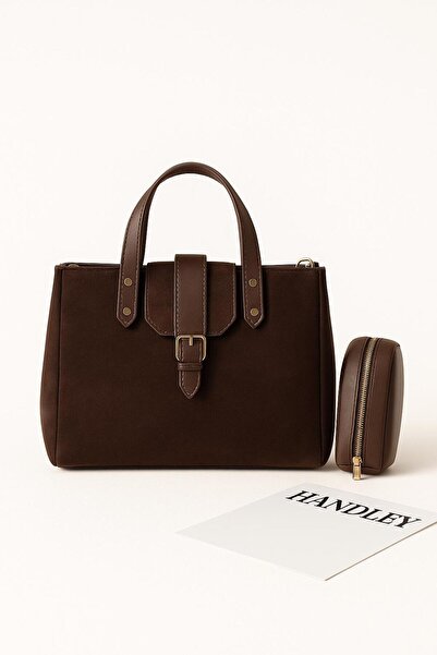 Handley Set de genți de mână și de umăr din piele de căprioară pentru femei