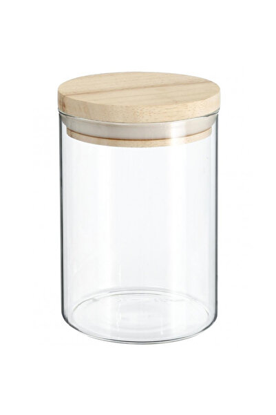 5FiveSmart 5Five airtight jar made of borosilicate glass with wood lid, 0.6 l, transparent