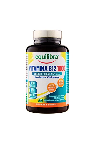Equilibra VITAMIN B12, 1000 mcg, against fatigue and physical or mental exhaustion, 180 chewable tablets