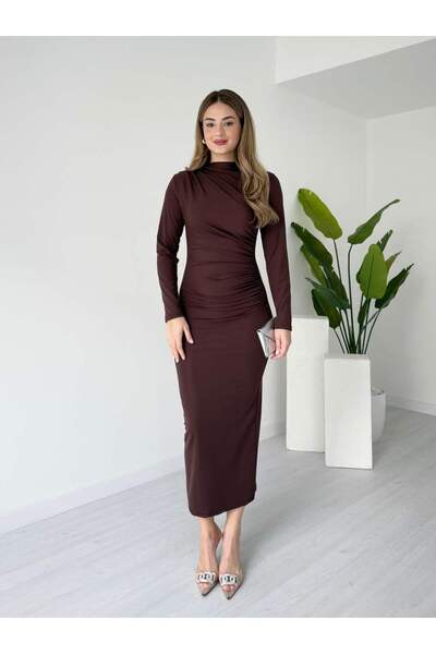 tiamoda Dalgıç Kumaş Drapeli Elbise