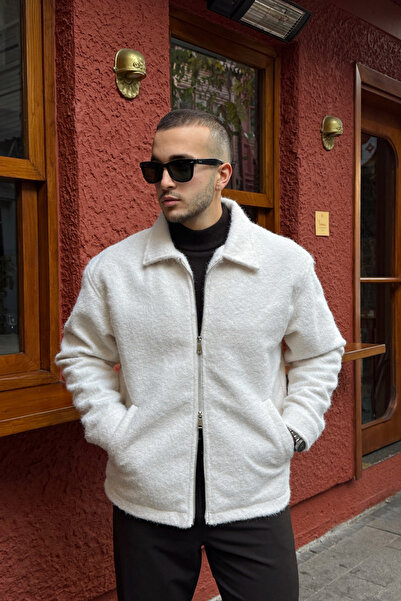 Livio Ferri Lupi Double Zipper Lined Men's Cashmere Coat Warm Polo Collar