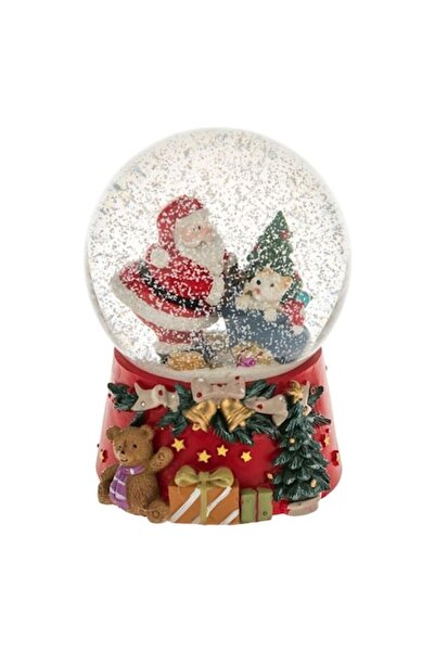 UnderShop Glob de zăpadă din sticlă de Crăciun cu muzică, Moș Crăciun cu pung...