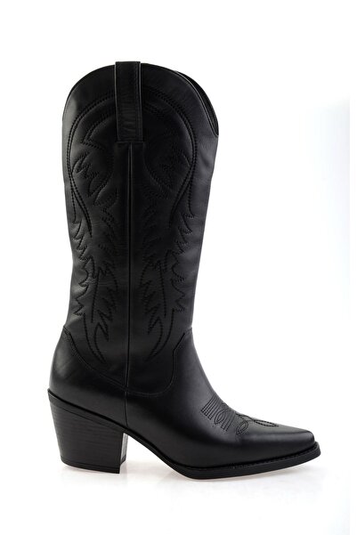 Bambi Siyah Leather Kadın Çizme K03552001103