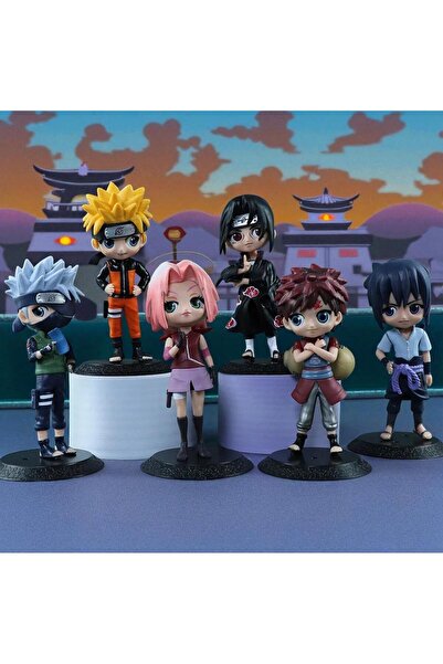 e-life shop Naruto Shippuden 6-Piece Anime Manga Figure Set Uzumaki Kakashi Itachi Sakura Sasuke Together 15 Cm.