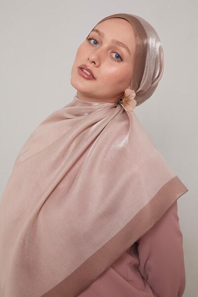 Levidor Gül Kurusu Şerit Desen Kehribar Şal