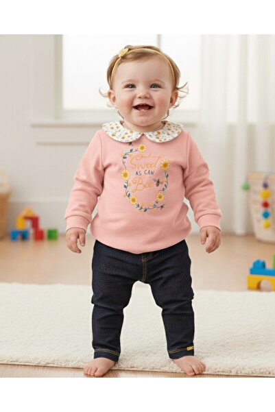 Ege Bebek طقم أطفال بناتي أنيق مكون من ياقة دائرية قطع مع بنطلون، للأعمار 6-9...