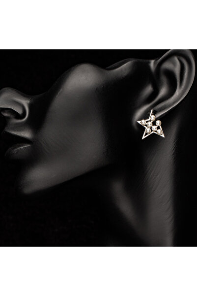 ElectraStore Silver Star Earrings With Cultured Pearls - C4124