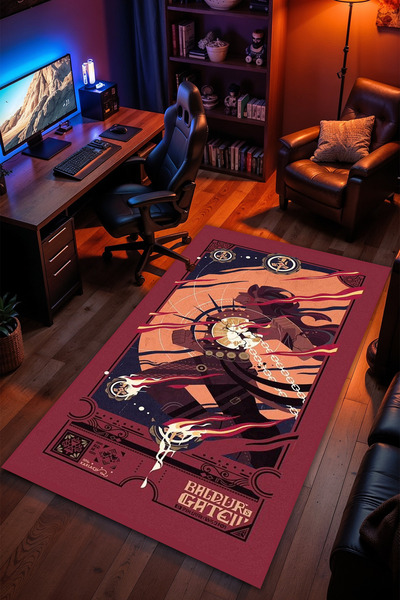 Charmbi Baldur's Gate 3 Desenli Kaymaz Taban Makinede Yıkanabilir Gaming Oyun...