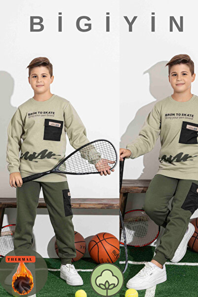 bigiyin Set trening pentru băieți Set pijamale groase pentru copii Set de iar...