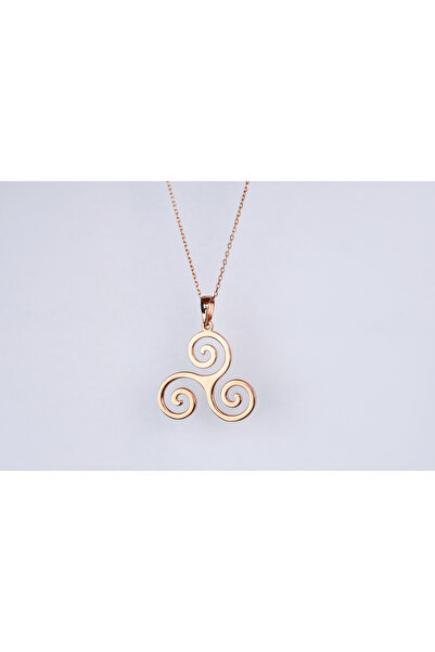 AİCHA JEWELLERY GÜMÜŞ KOLYE 925 AYAR ALTIN KAPLAMA ZİNCİRLİ TRİSKELION MİTOLOJİK SEMBOL EL YAPIMI