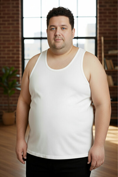 Erdenay Tekstil Large Size Cotton Men's Undershirt 6 Pack - White