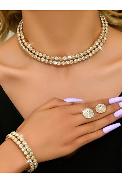 Inovius Set Colier si Cercei si Bratara, Auriu - 9271905