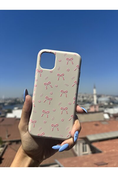 Mobildizayn Huawei P40 Lite Uyumlu İçi Kadife Baskılı Krem Telefon Kılıfı