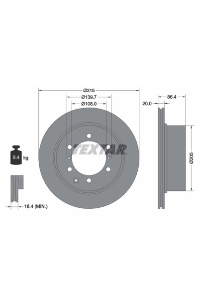 TEXTAR Disc Frana Hyundai Terracan Hyundai (Huatai) Terracan