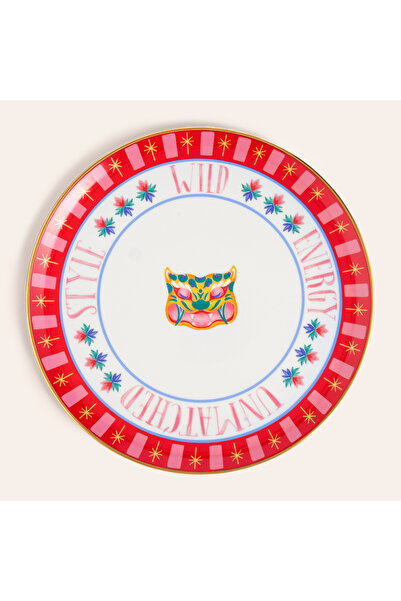 Zsa Zsa Zsu Lublın Porselen Pizza Tabağı 33x33x1.5 Cm Turuncu - Pembe