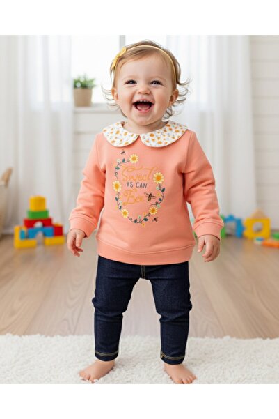 Ege Bebek طقم أطفال بناتي أنيق مكون من ياقة دائرية قطع مع بنطلون، للأعمار 6-9...