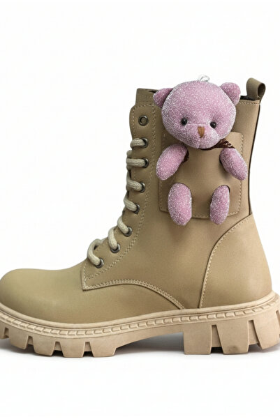 Moda Lime Children's Daily Orthopedic High-Sole Cold Weather Resistant Powder Teddy Bear Winter Boots