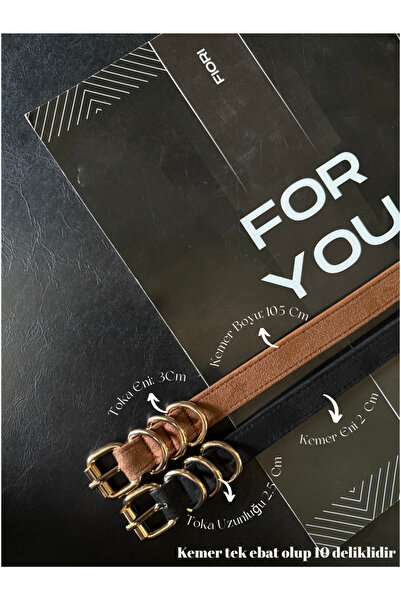 Fiori 2'li Süet Kare Tokalı Ince Kadın Kemeri Bel Kemeri,elbise Kemeri,etek K...