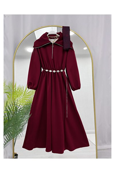 YEDİLALE ΜΑΚΡΥ ΦΟΡΕΜΑ ΜΕ ΖΩΝΗ ΚΑΙ ΦΕΡΜΟΥΑΡ ΜΠΡΟΣΤΑ [135 CM ORT,SM(36/38/40 ) lxl(42/44)]