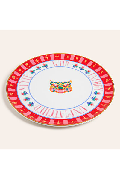 Zsa Zsa Zsu Lublın Porselen Pizza Tabağı 33x33x1.5 Cm Turuncu - Pembe