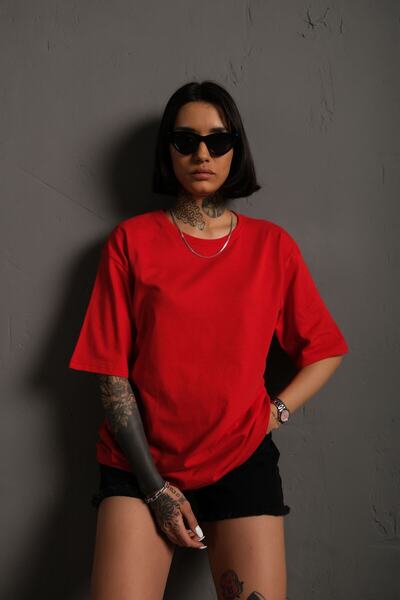 LAPS تي شيرت رجالي أساسي ذو لون سادة كبير الحجم Düzrenk-tshirt