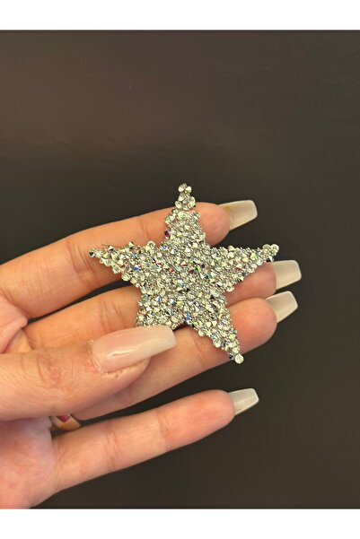 Gönülden Tasarım 5X5 CM ÜTÜ İLE YAPIŞAN TAŞLI YILDIZ ARMA DİKİŞ APLİKE AKSESUAR GÜMÜŞ