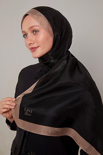 Levidor Acı Kahve Şerit Desen Kehribar Şal