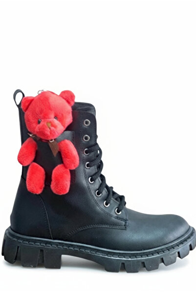 Moda Lime Çocuk Günlük Ortopedik Yüksek Taban Soğuk Havalara Dayanıklı Kırmızı Ayıcıklı Kışlık Bot Çizme