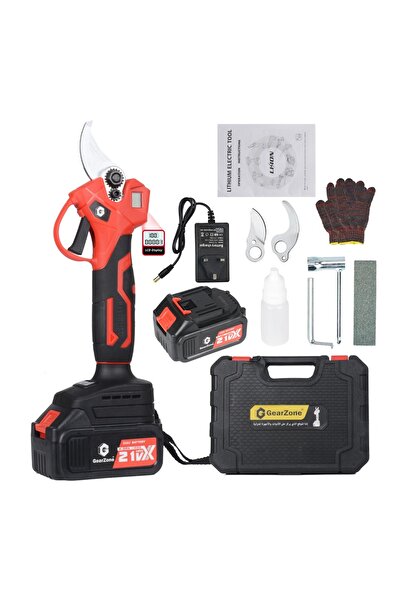 GearZone مقصات تقليم لاسلكية مزودة ببطاريات، قطر القطع 25 و30 مم، شاشة عرض LCD