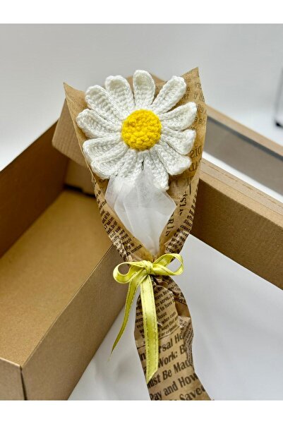 HENERA El Örgüsü Solmayan Tekli Papatya Buketi /Öğretmenler Günü / Sevgililer...