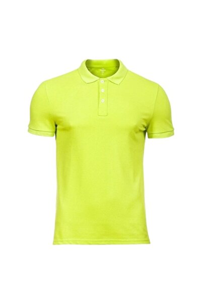 unbranded 100% Cotton Polo Pique T-shirt, Basic, Men's Neon Green, Size XL