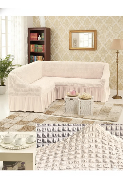 kutlale غطاء أريكة زاوية مقاس L مع تنورة ملتفة، مرن، قابل للتمدد، غطاء قياسي ...