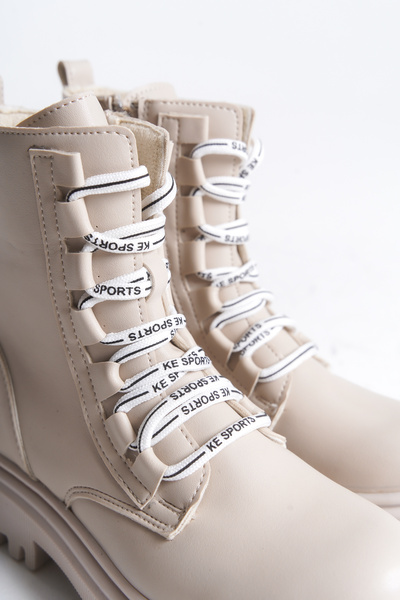 Moda Lime Unisex Kaymaz ve Hafif Taban İp Detaylı Fermuarlı Soğuk Havalara Dayanıklı Kışlık Çocuk Bot